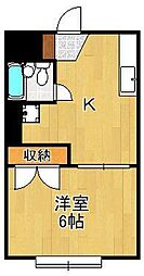 ホワイトプラザ中原2 1Kの間取図画像