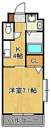 アルゴヴィラージュ千防 1Kの間取図画像