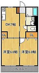 ボナール大和 2DKの間取図画像