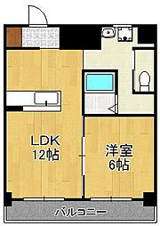 スペースワールド南ビル 1LDKの間取図画像