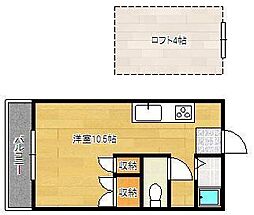 オアシス中央町 ワンルームの間取図画像