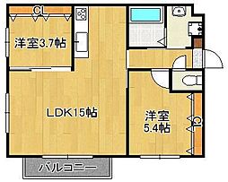 ルネス枝光 2LDKの間取図画像