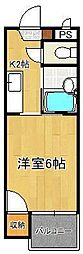 シャトレ天神2 1Kの間取図画像