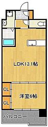 ウイングス八幡駅前 1LDKの間取図画像