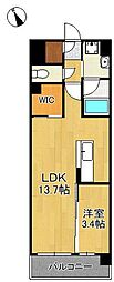 ウィングス西本町 1LDKの間取図画像