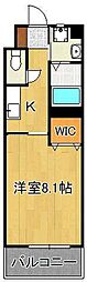 ルミエドール戸畑 1Kの間取図画像