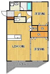 アヴァンティ高見M1 2LDKの間取図画像