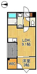 北九州市戸畑区新池2丁目アパート 1LDKの間取図画像