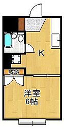 ホワイトプラザ中原2 1Kの間取図画像