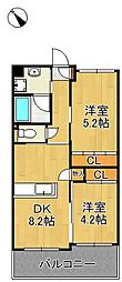 サンシャイン・プリンセス八幡駅前 2DKの間取図画像