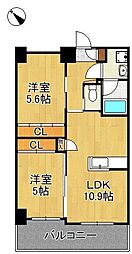 サンシャイン・プリンセス八幡駅前 2LDKの間取図画像
