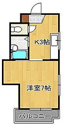 シャトレ天神 1Kの間取図画像