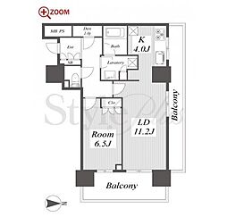 ブリリアタワー名古屋グランスイート 1LDKの間取図画像