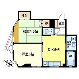 新井ビル 2階2DKの間取り