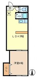 叶コーポ 1LDKの間取図画像