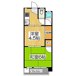 科塚マンション 2階2Kの間取り