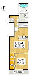 ウェステリア太秦天神川 1LDKの間取図画像