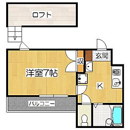 ファルーシュ24 1Kの間取図画像