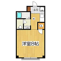 カームマンション 1Kの間取図画像