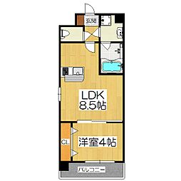 トラストコート京都山科三条 1LDKの間取図画像