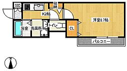 フォレスト 1Kの間取図画像