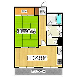 山科ハイツ 1LDKの間取図画像