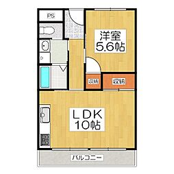 山科市営住宅2棟東館 1LDKの間取図画像
