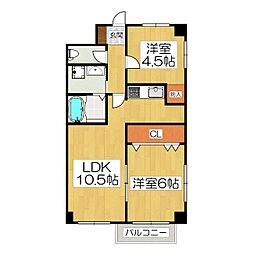 グランドハイツ加陽 2LDKの間取図画像
