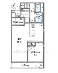 下北沢が生活圏〜ゆとりある東南角住戸〜 1LDKの間取り