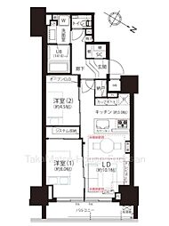 シティハウス目黒ザ・ツインSOUTH棟 1SLDKの間取図画像