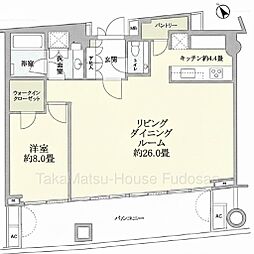 虎ノ門ヒルズ 1LDKの間取図画像