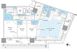 リビオタワー品川 3LDKの間取図画像