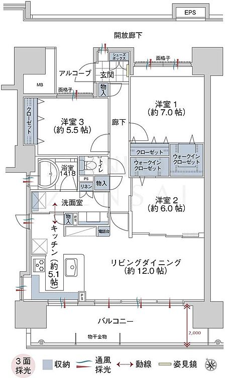 3LDK 間取り