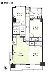 朝日シティパリオ西早稲田館 3LDKの間取図画像