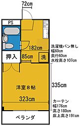 シャポニー五福 1Kの間取図画像
