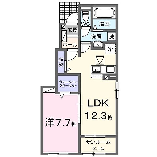 ハピネスメゾン　A 102｜福岡県朝倉市一木(賃貸アパート1LDK・1階・50.14㎡)の写真 その2