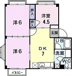 エナール大保B 3DKの間取図画像