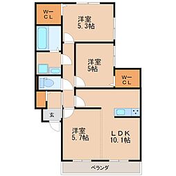 サニーコートタシロ 3LDKの間取図画像
