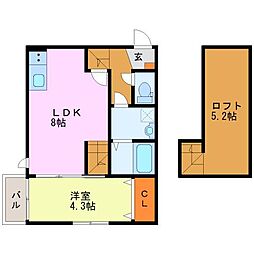 ブラゥニー小郡祇園 1LDKの間取図画像