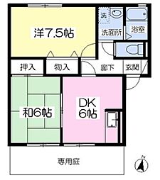 セジュール希みが丘 2DKの間取図画像