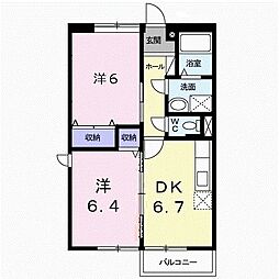 パレス・藤 2DKの間取図画像