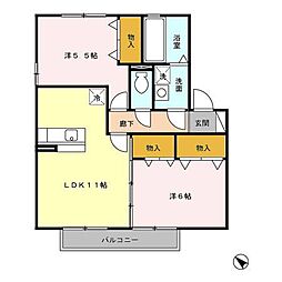 ボヌール和B 2LDKの間取図画像