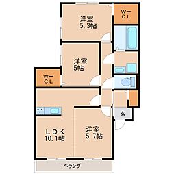 サニーコートタシロ 3LDKの間取図画像