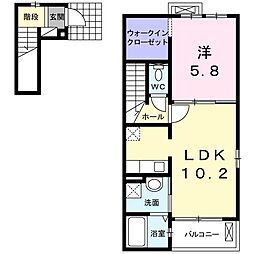 コスモコーポC 1LDKの間取図画像