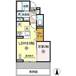 D-ROOM TK A棟 1LDKの間取図画像