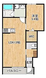 メゾンドベルエ A棟 1LDKの間取図画像