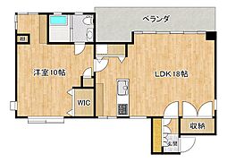 ホーキーポーキー 1LDKの間取図画像