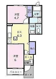 ビクトリア壱番館 2DKの間取図画像