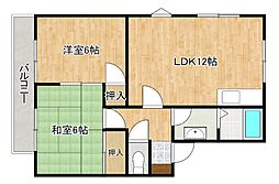 エルベ小郡館A 2LDKの間取図画像