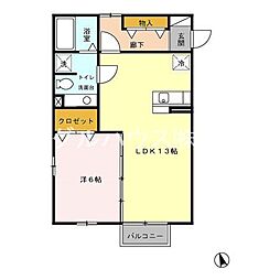 ジュネス・鳥栖 1LDKの間取図画像